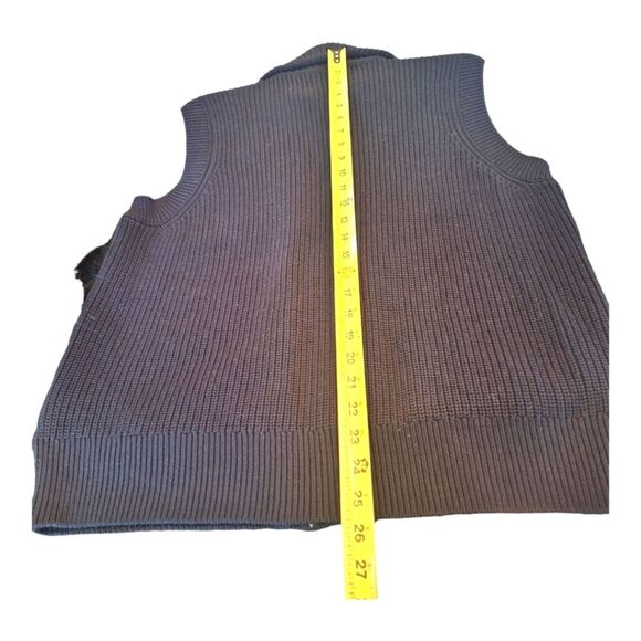 Michael Kors Faux Fur Zip Up Sweater Vest Black size XL Shaggy Vegan Furry - Picture 9 of 16